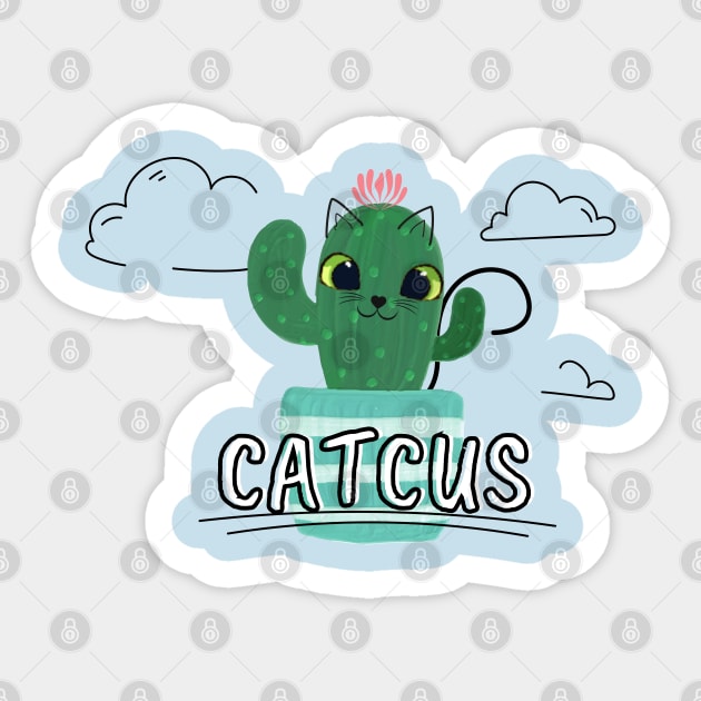 Cat Cactus Cattus Sticker by EACreaTeeve